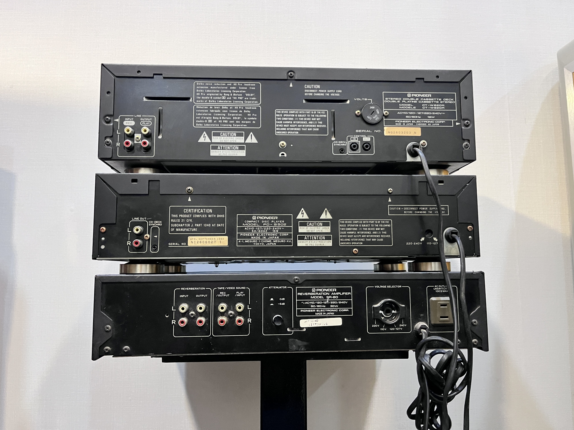 Pioneer CD player PD-S502 double Case deck CT W620R Reverberation amplifier SR-60