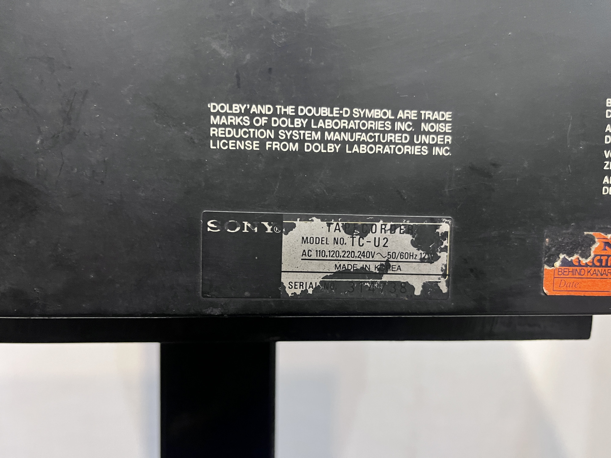 Sony stereo cassette deck TC-U2