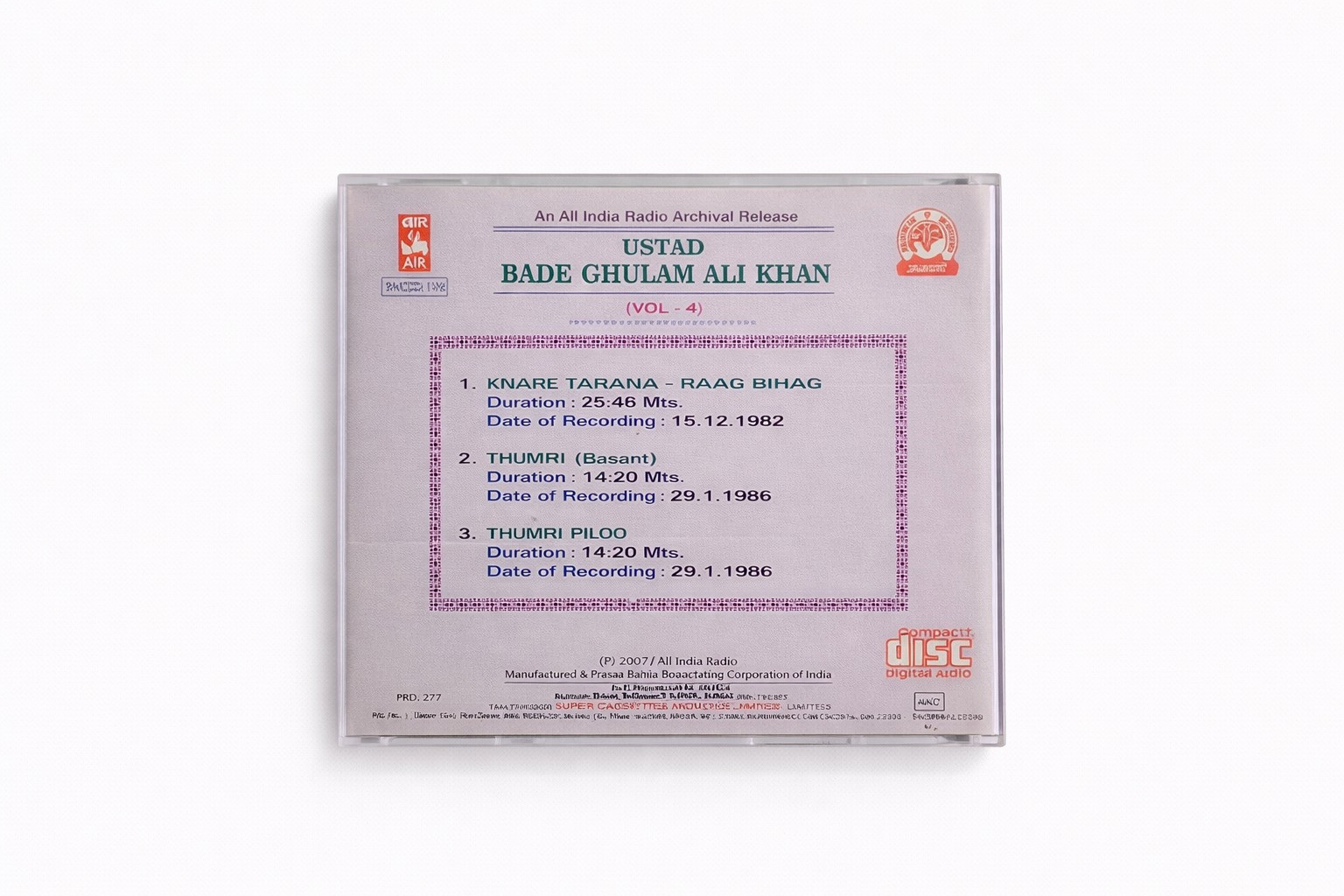 Ustad Bade Ghulam Ali Khan Vol 4