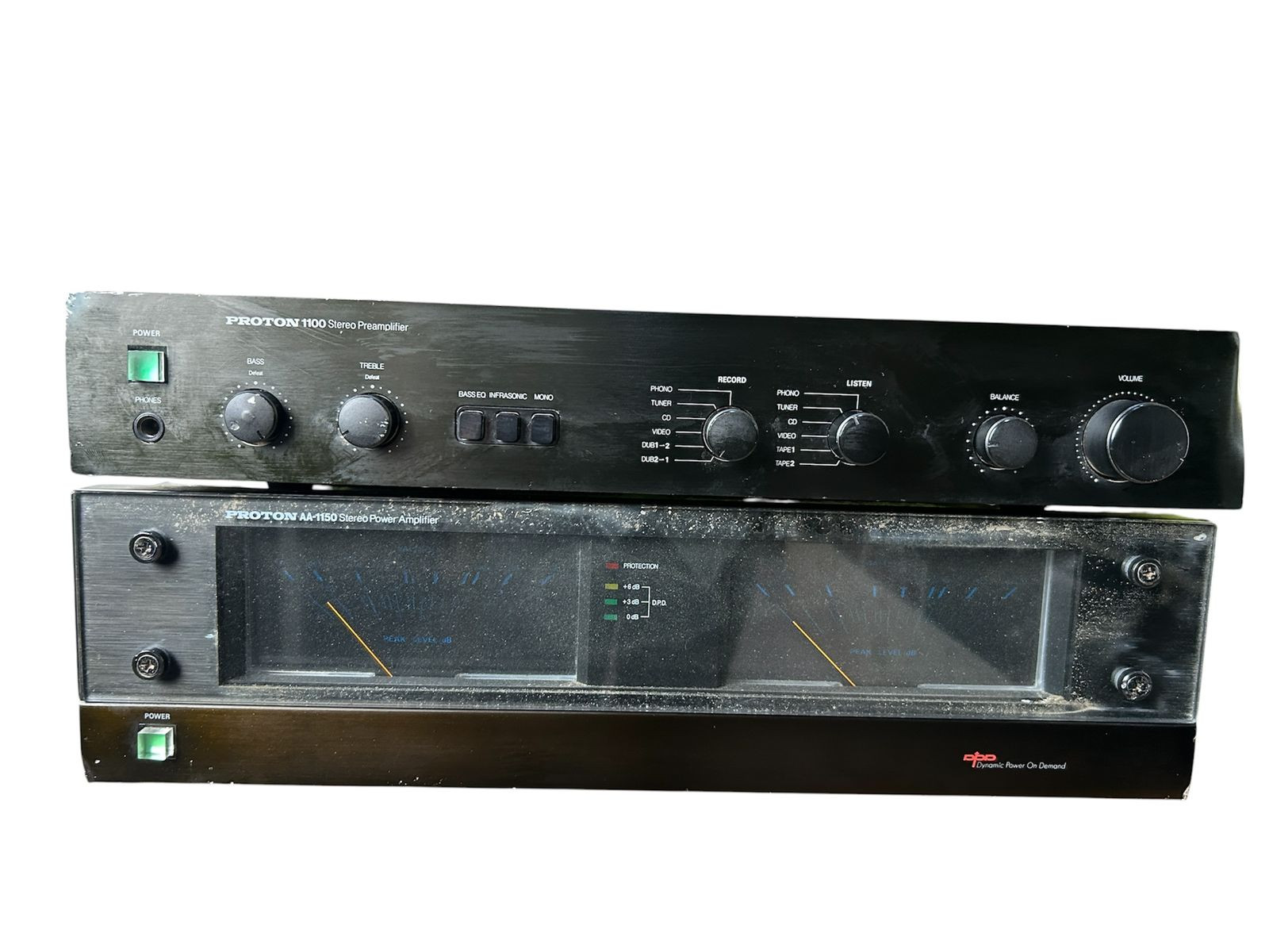Proton 1100 Stereo Preamplifier Top Unit Proton AA-1150 Stereo Power Amplifier Bottom Unit