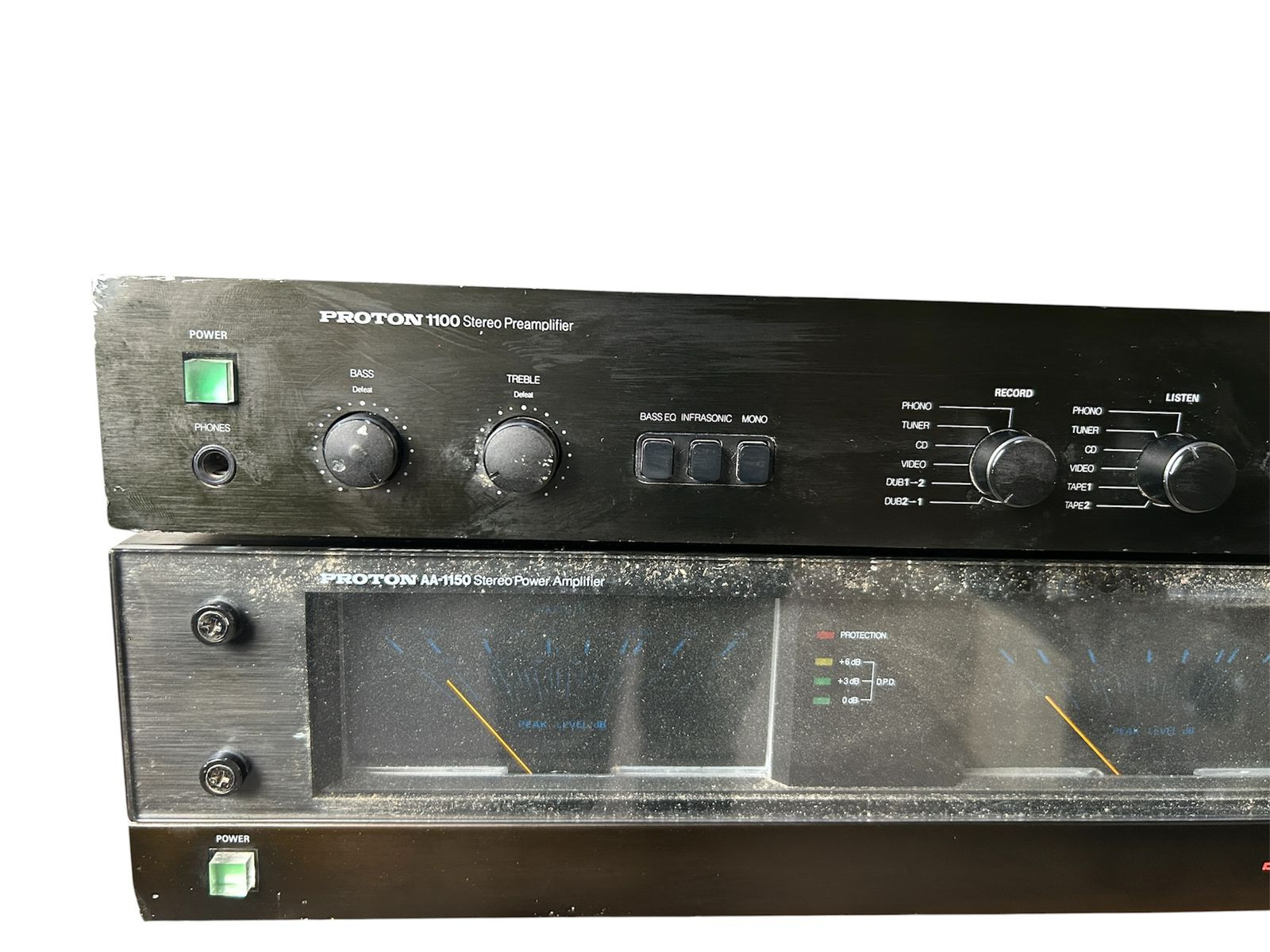 Proton 1100 Stereo Preamplifier Top Unit Proton AA-1150 Stereo Power Amplifier Bottom Unit