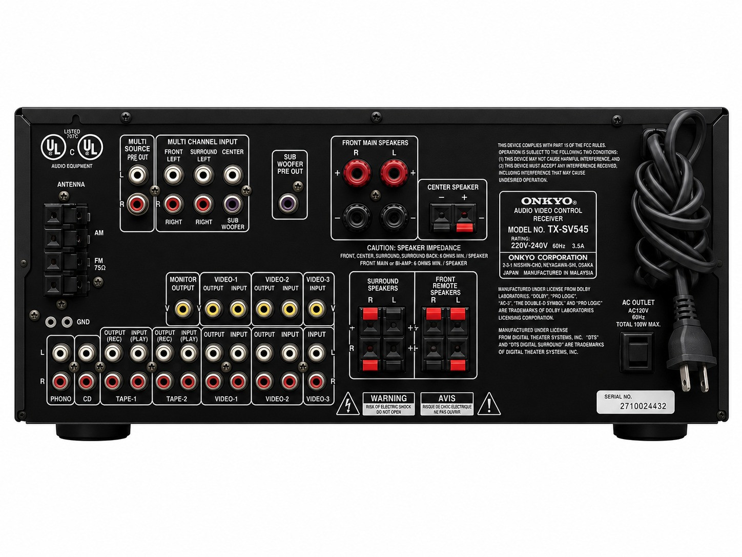 Onkyo audio video control receiver TX-SV545