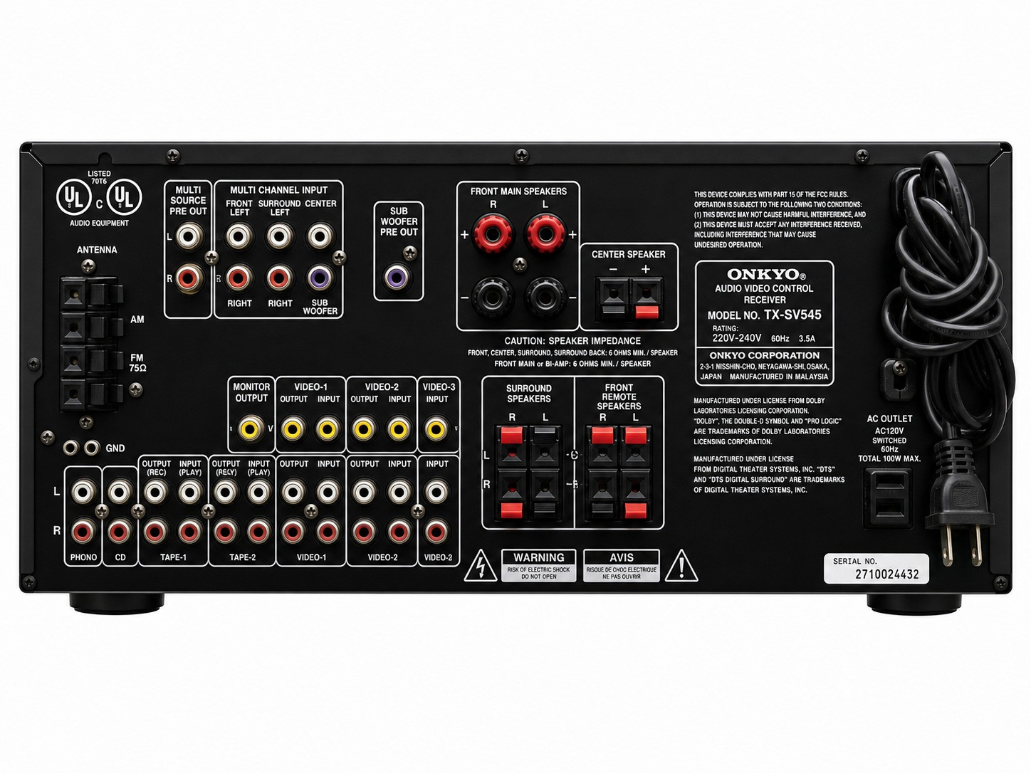 Onkyo audio video control receiver TX-SV545