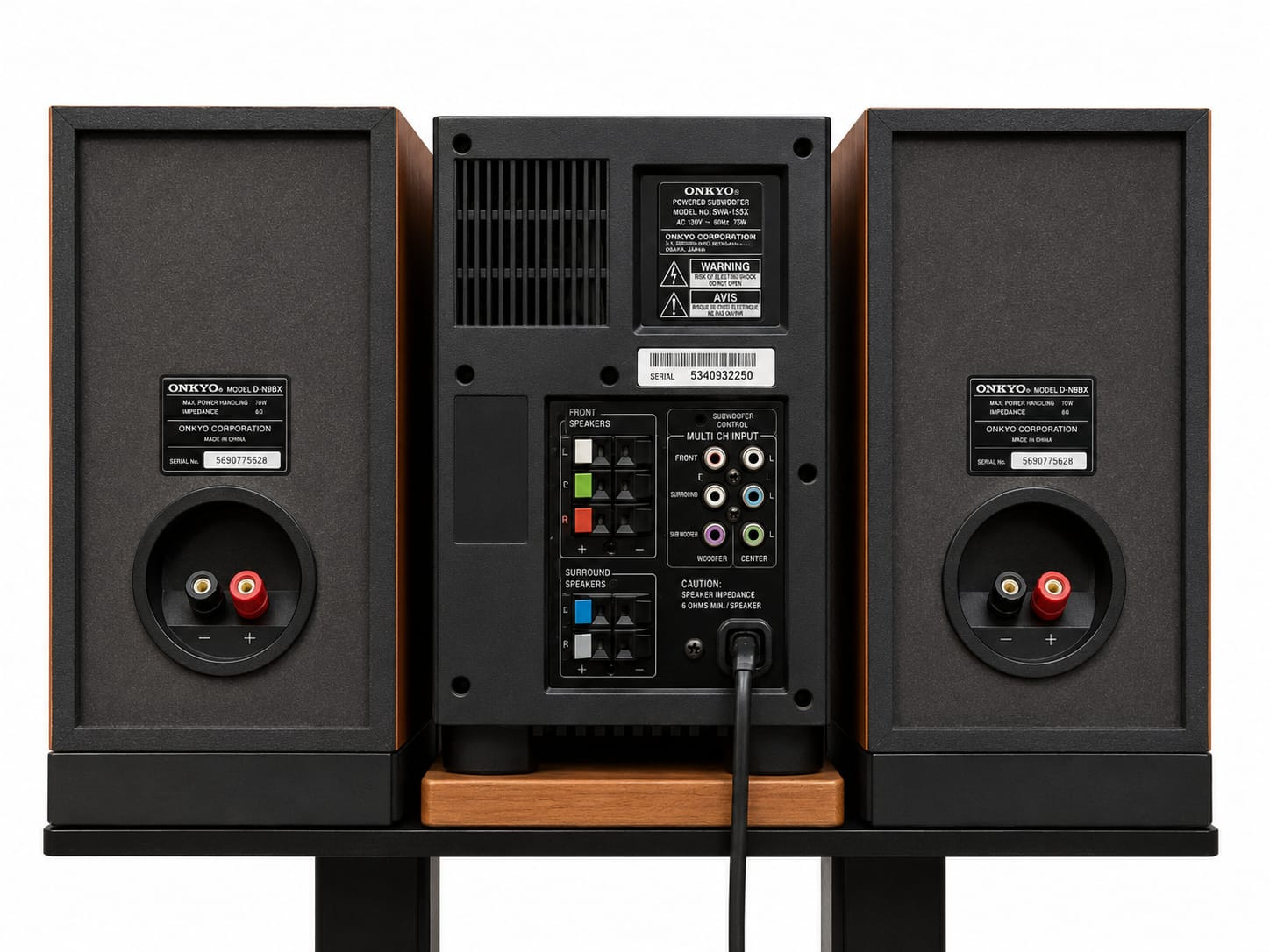 Onkyo SWA-155X Powered Subwoofer with D-N9BX Speakers