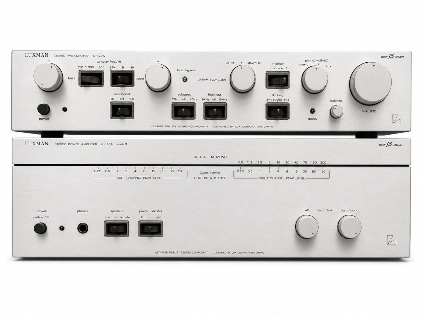 Luxman M 383 stereo power amplifier Luxman C 02 stereo pre amplifier