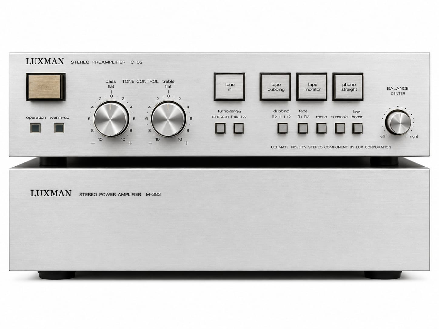 Luxman M 383 stereo power amplifier Luxman C 02 stereo pre amplifier