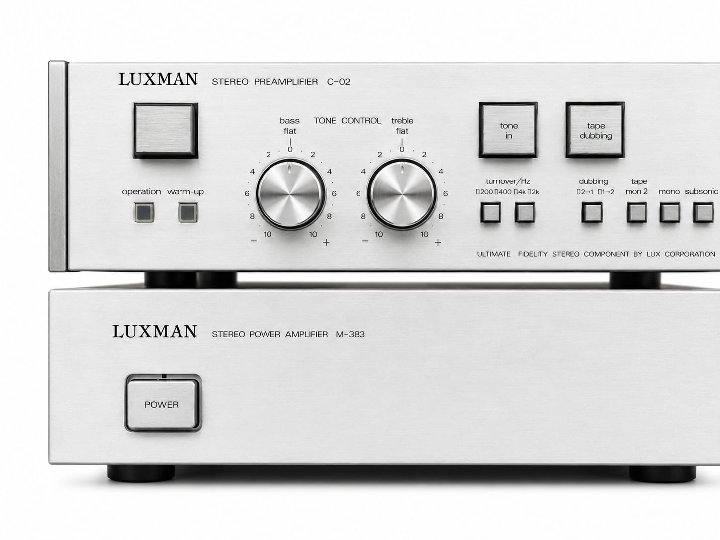 Luxman M 383 stereo power amplifier Luxman C 02 stereo pre amplifier
