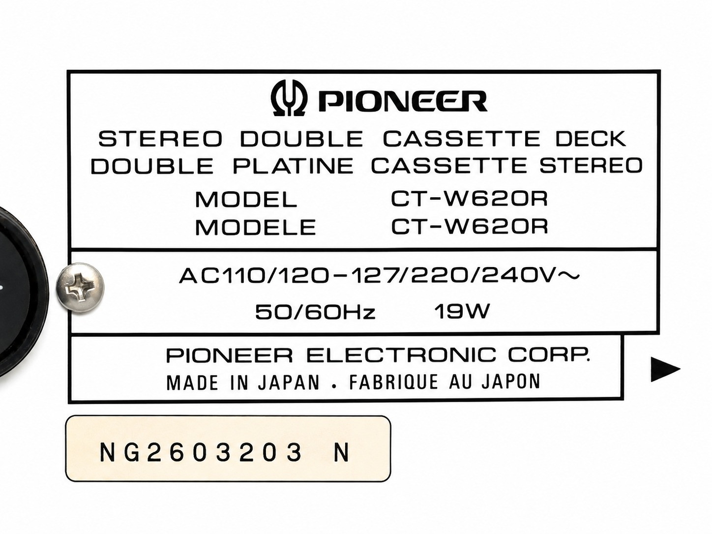 Pioneer CT-W620R