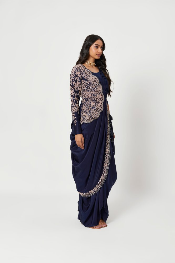 dresses in saree Zaroon Silk Saree Dress
