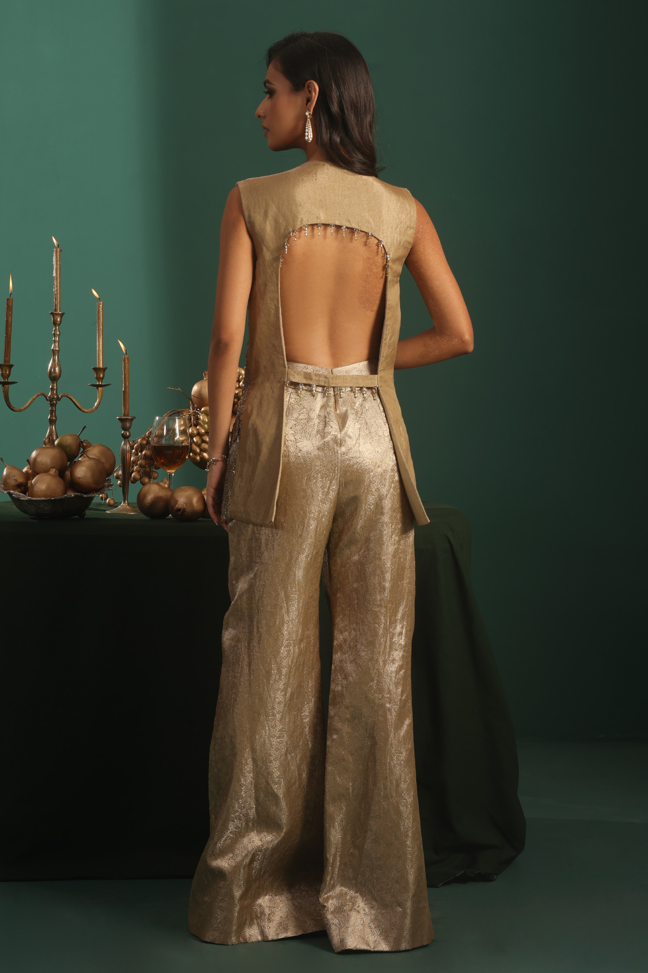 FLARE PANT WITH EMBROIDERED JACKET