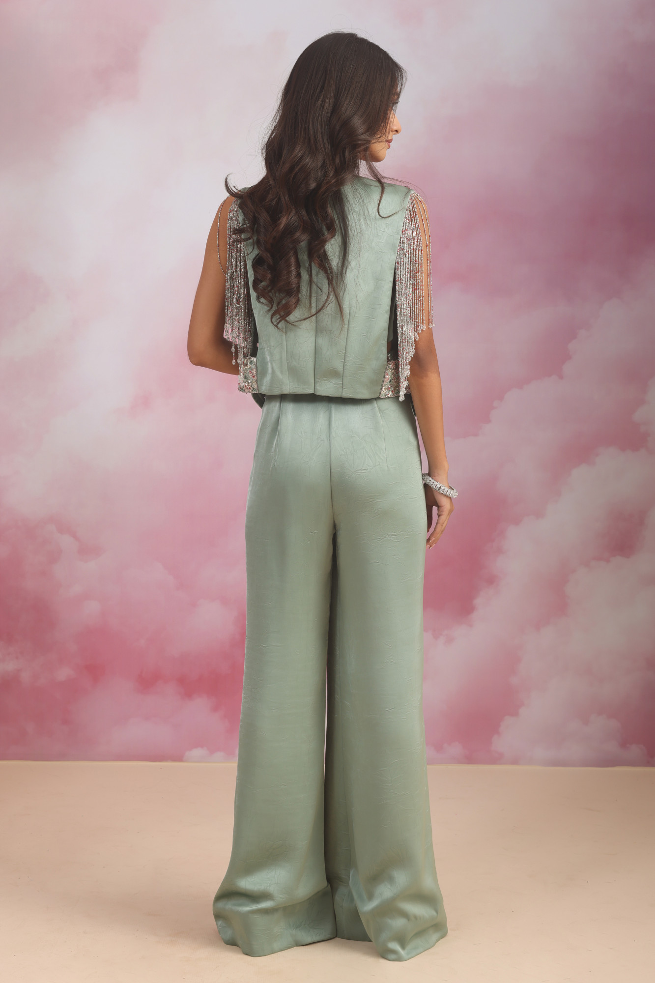 FLARE PANT WITH EMBROIDERED JACKET