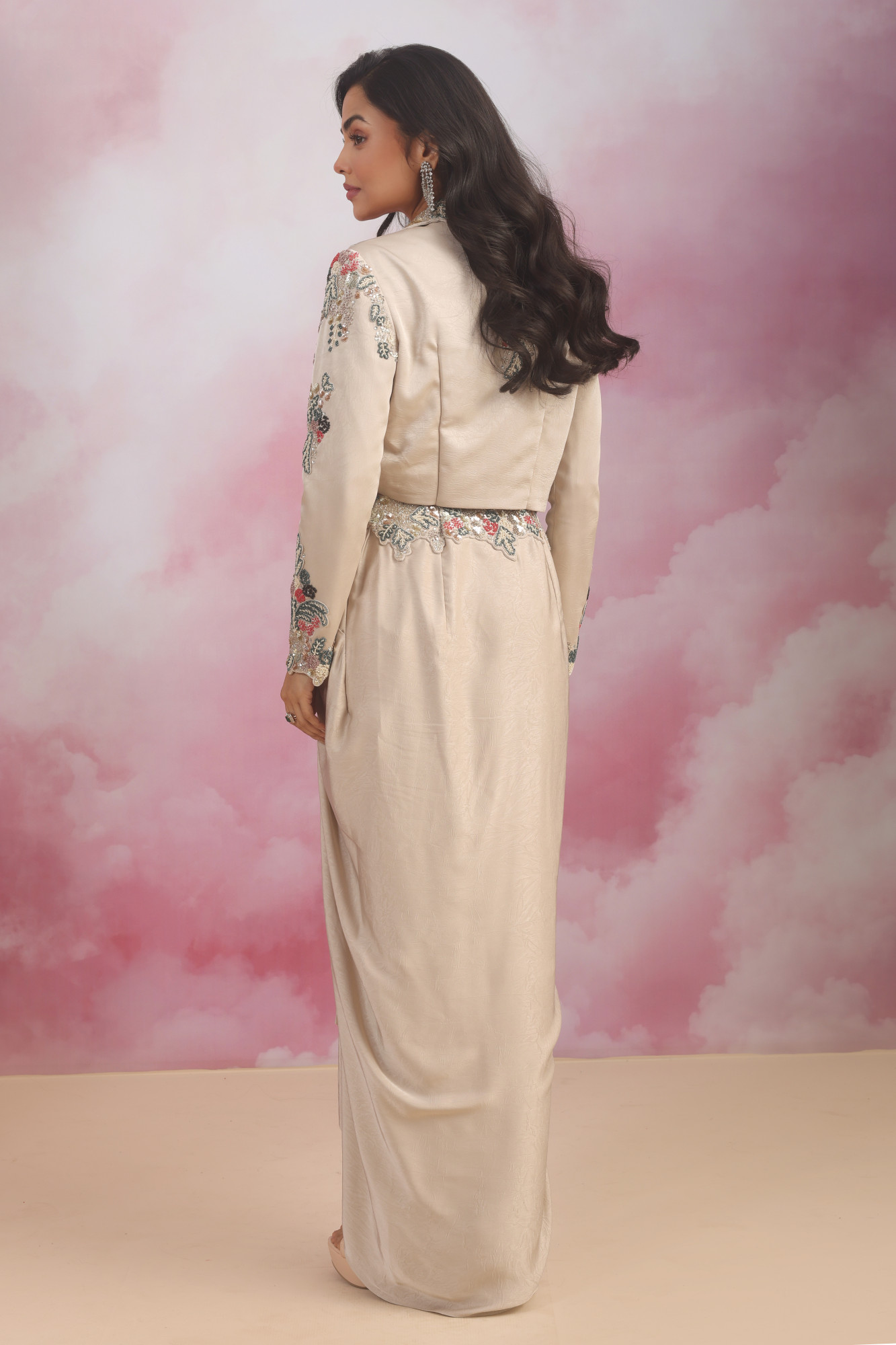 JACKET WITH BUSTIER AND DRAPE SKIRT