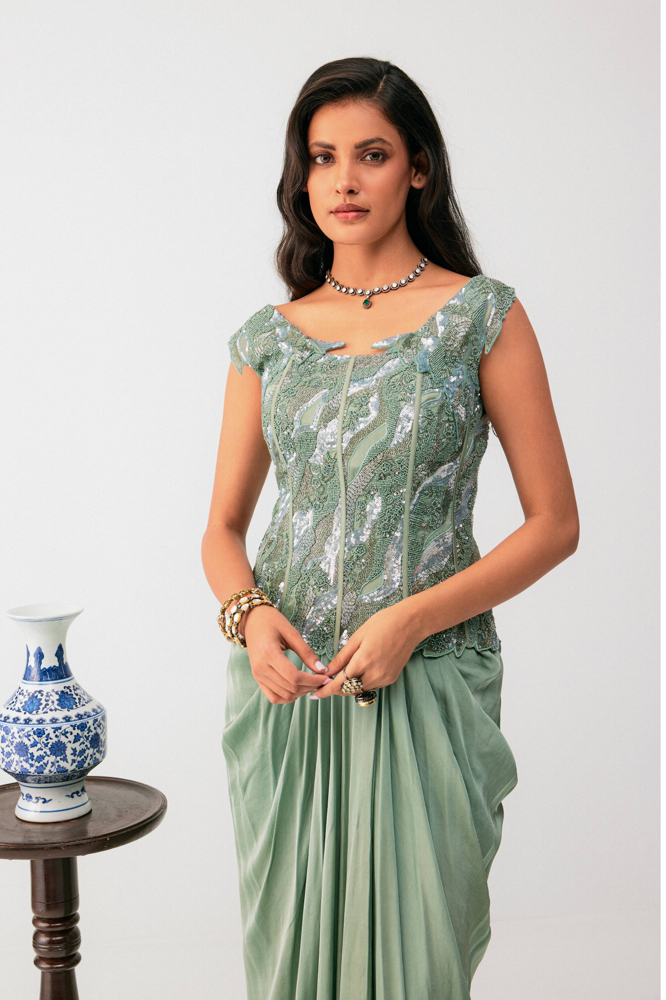 JACKET WITH DRAPE SKIRT