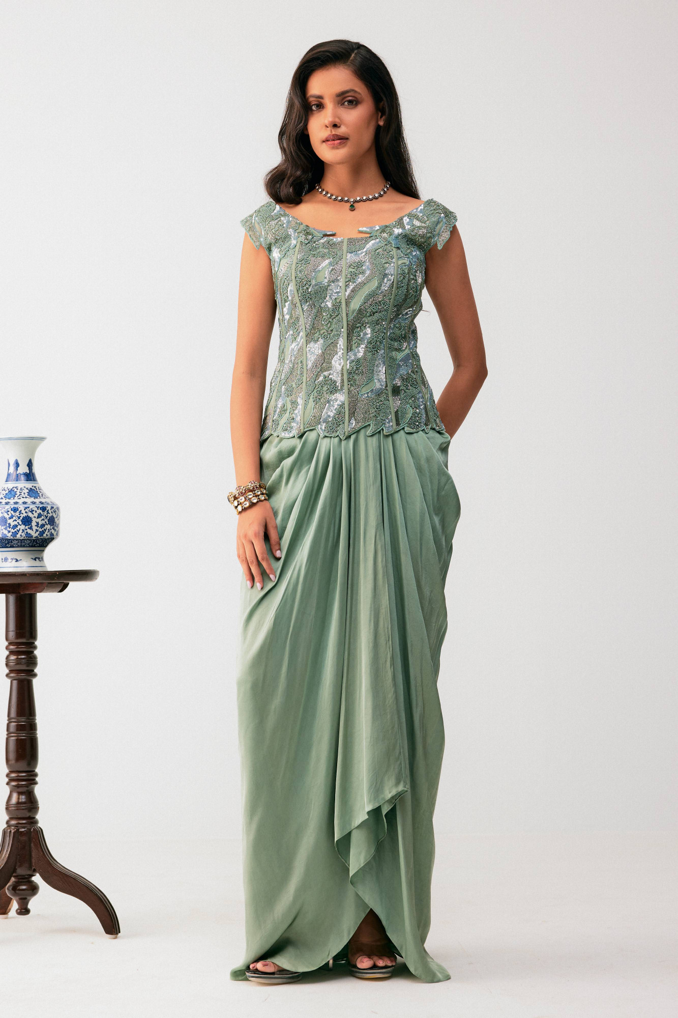 JACKET WITH DRAPE SKIRT