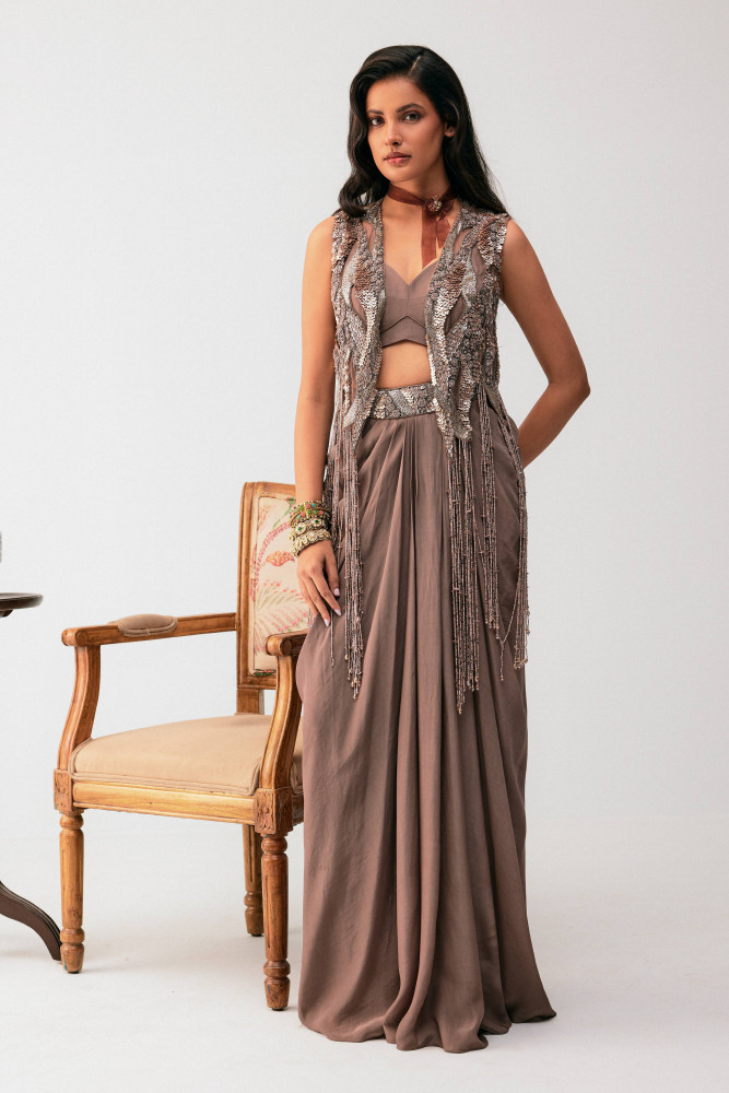JACKET,BUSTIER WITH DRAPE SKIRT