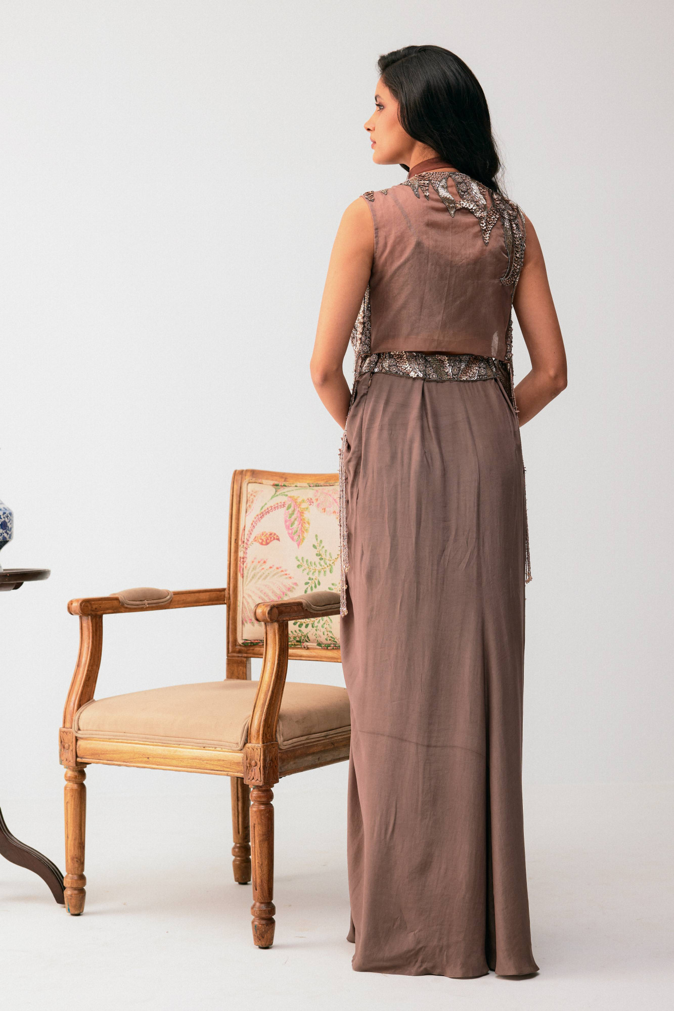 JACKET,BUSTIER WITH DRAPE SKIRT
