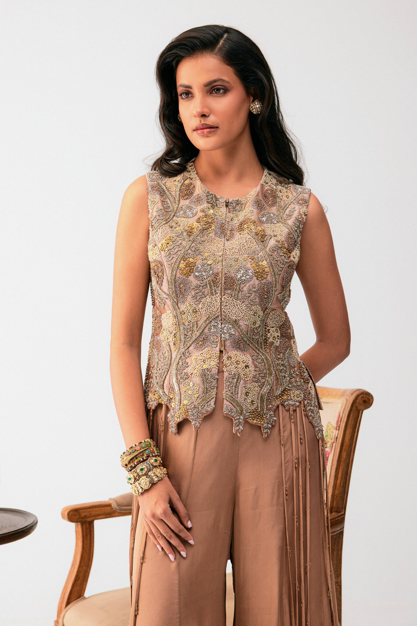 FLARE PANT WITH EMBROIDERED JACKET