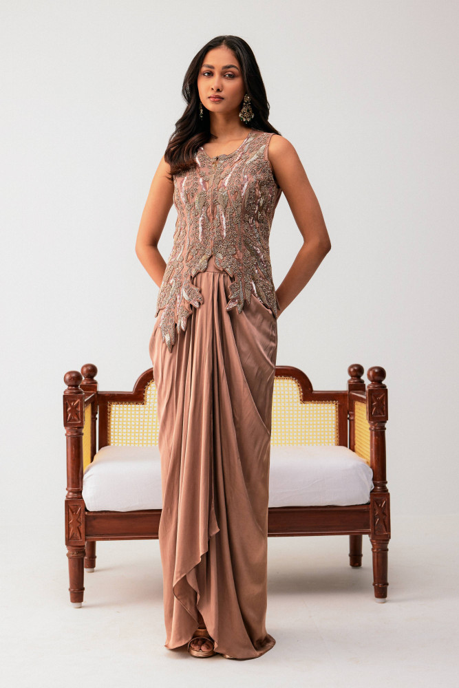 JACKET WITH DRAPE SKIRT