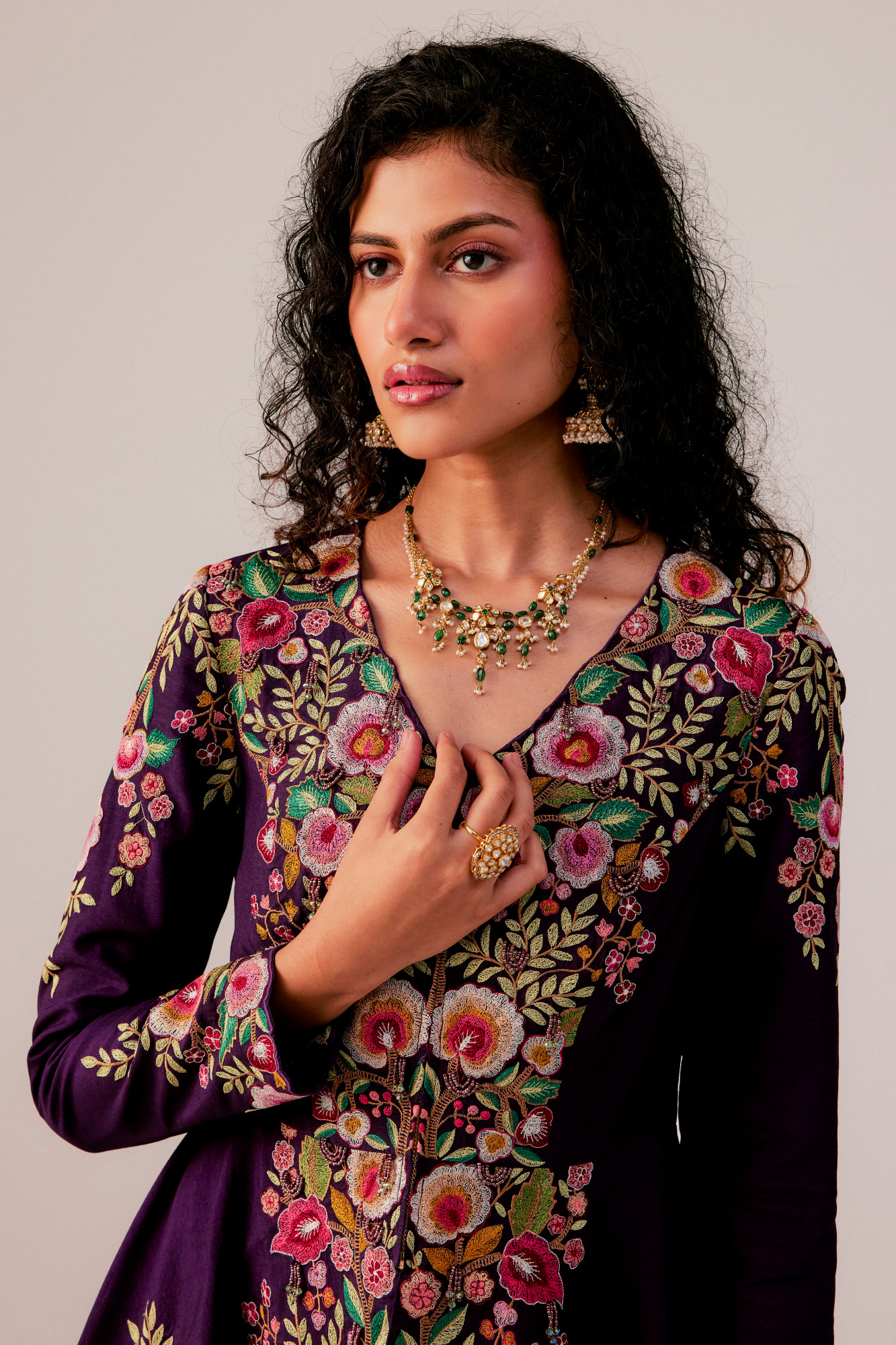 PURPLE DRAPE SKIRT SET