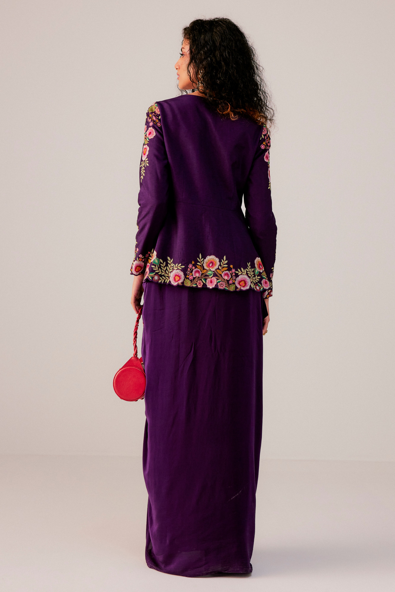 PURPLE DRAPE SKIRT SET