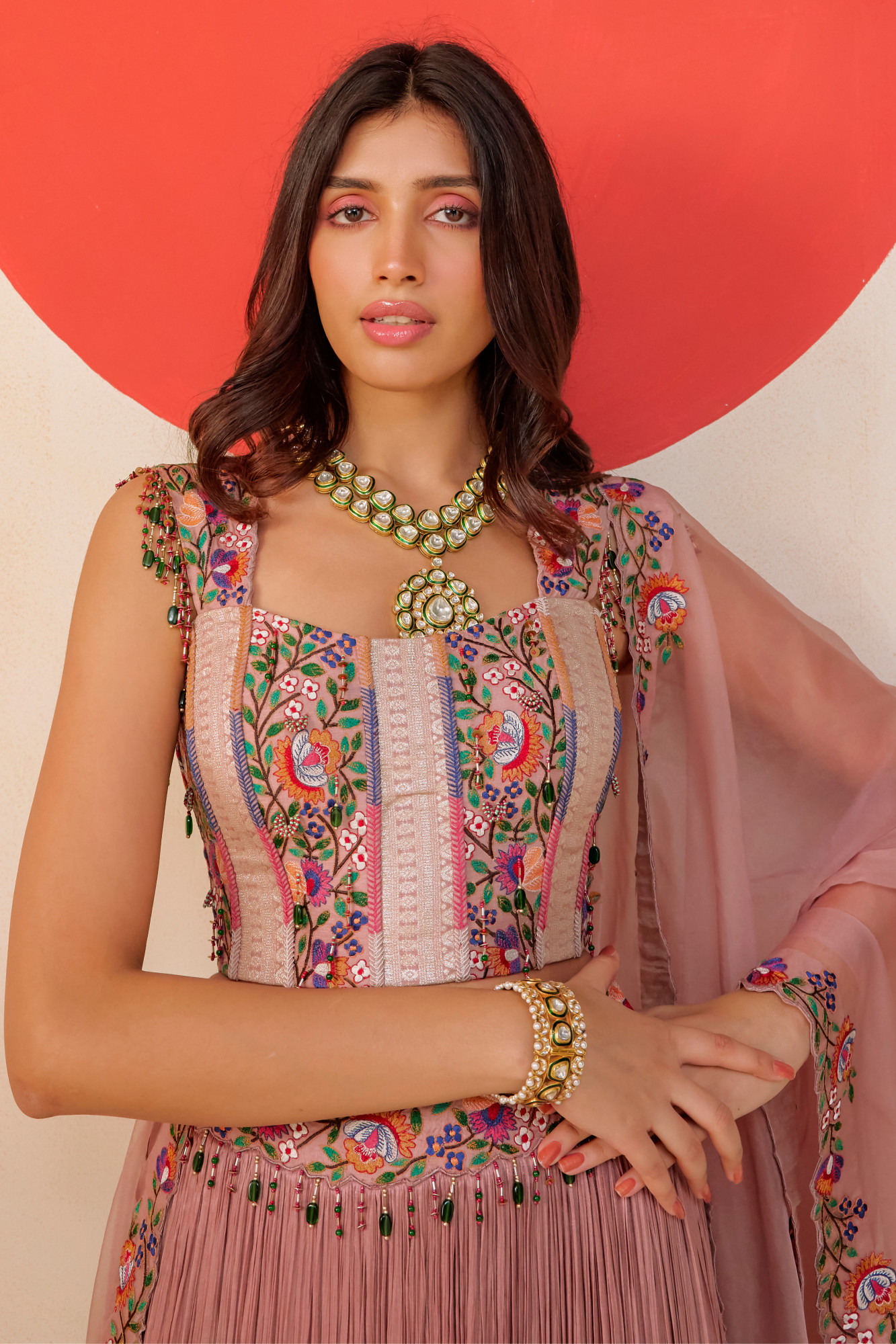 OLD ROSE LEHENGA SET WITH DUPATTA