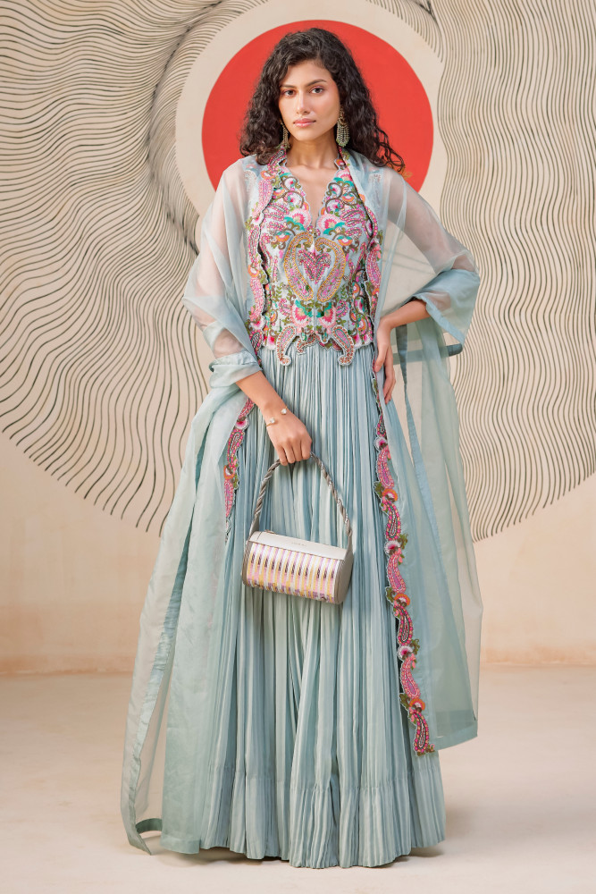 DUSKY BLUE LEHENGA SET WITH DUPATTA