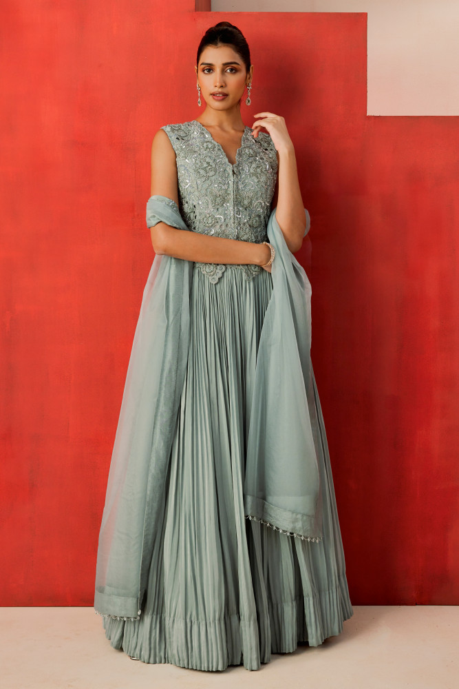 DUSKY BLUE LEHENGA SET WITH DUPATTA