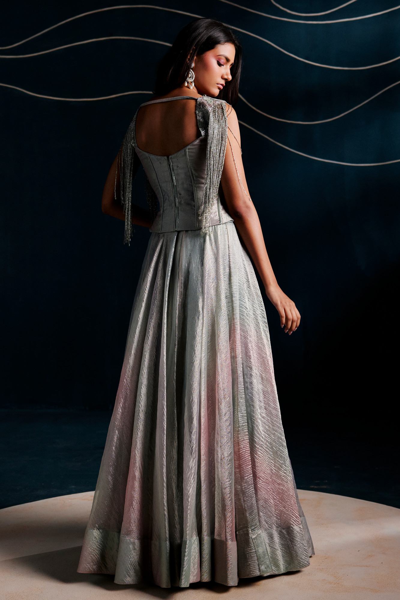 DUSKY BLUE - PINK LEHENGA SET