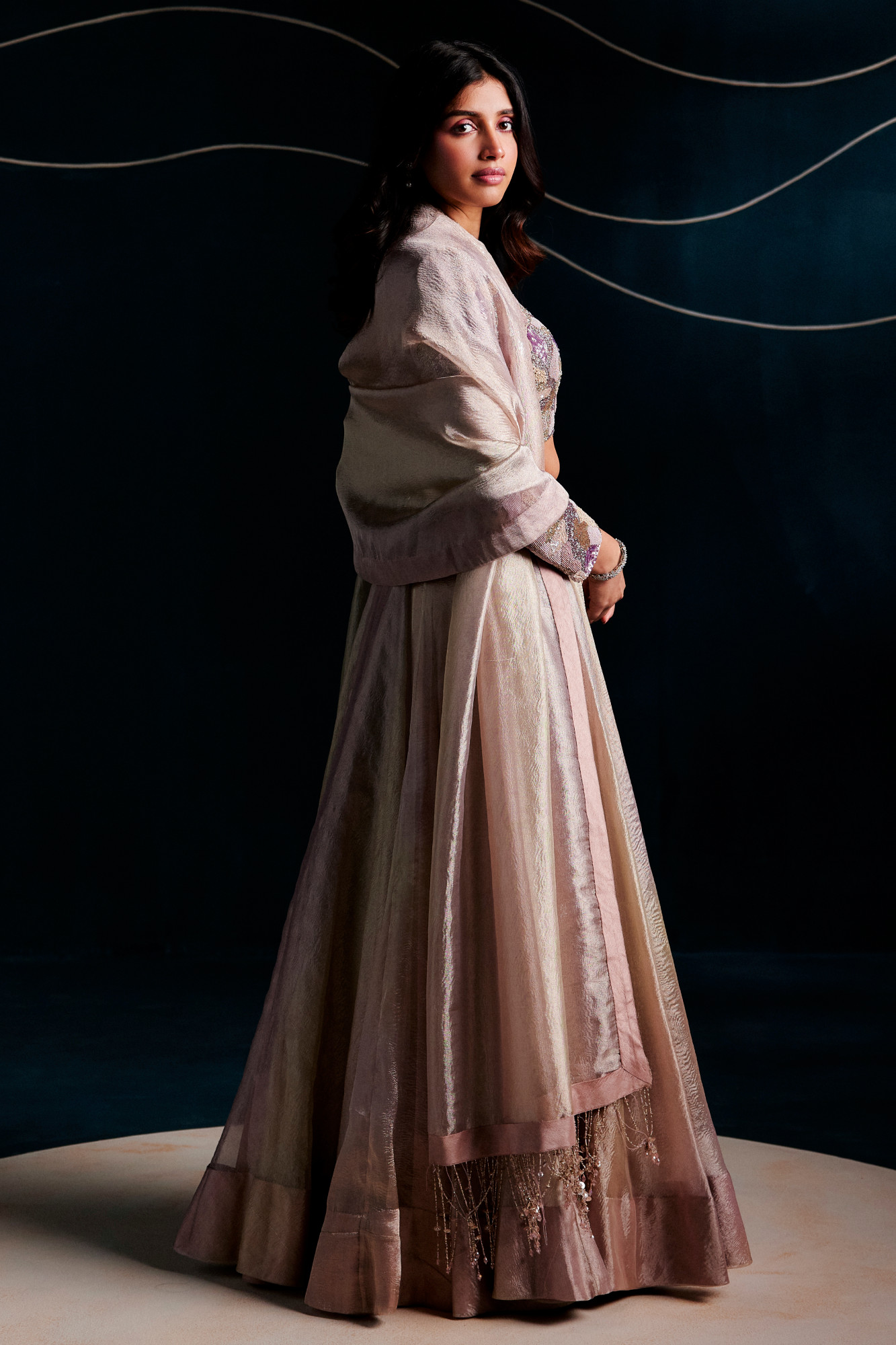 PINK- GOLDEN LEHENGA SET