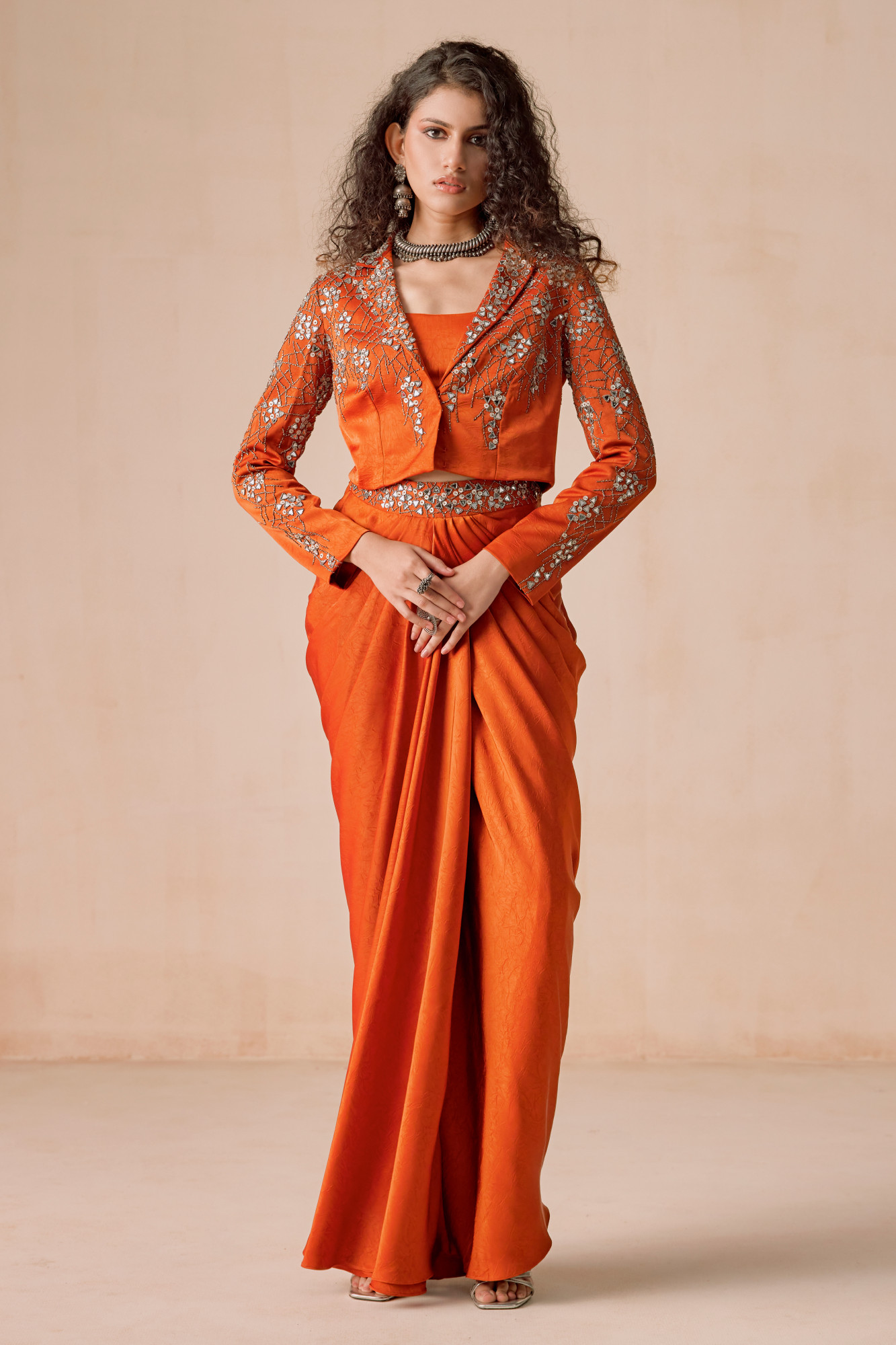 RUSTIC ORANGE DRAPE SKIRT SET