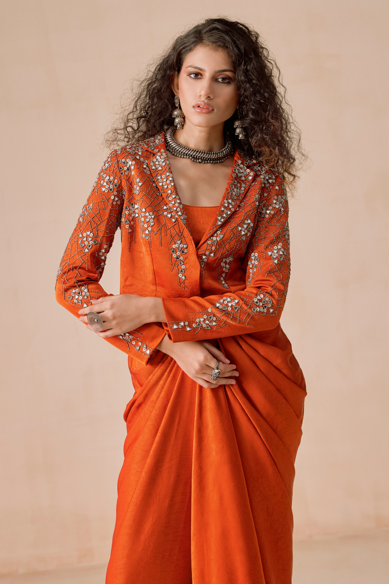 RUSTIC ORANGE DRAPE SKIRT SET