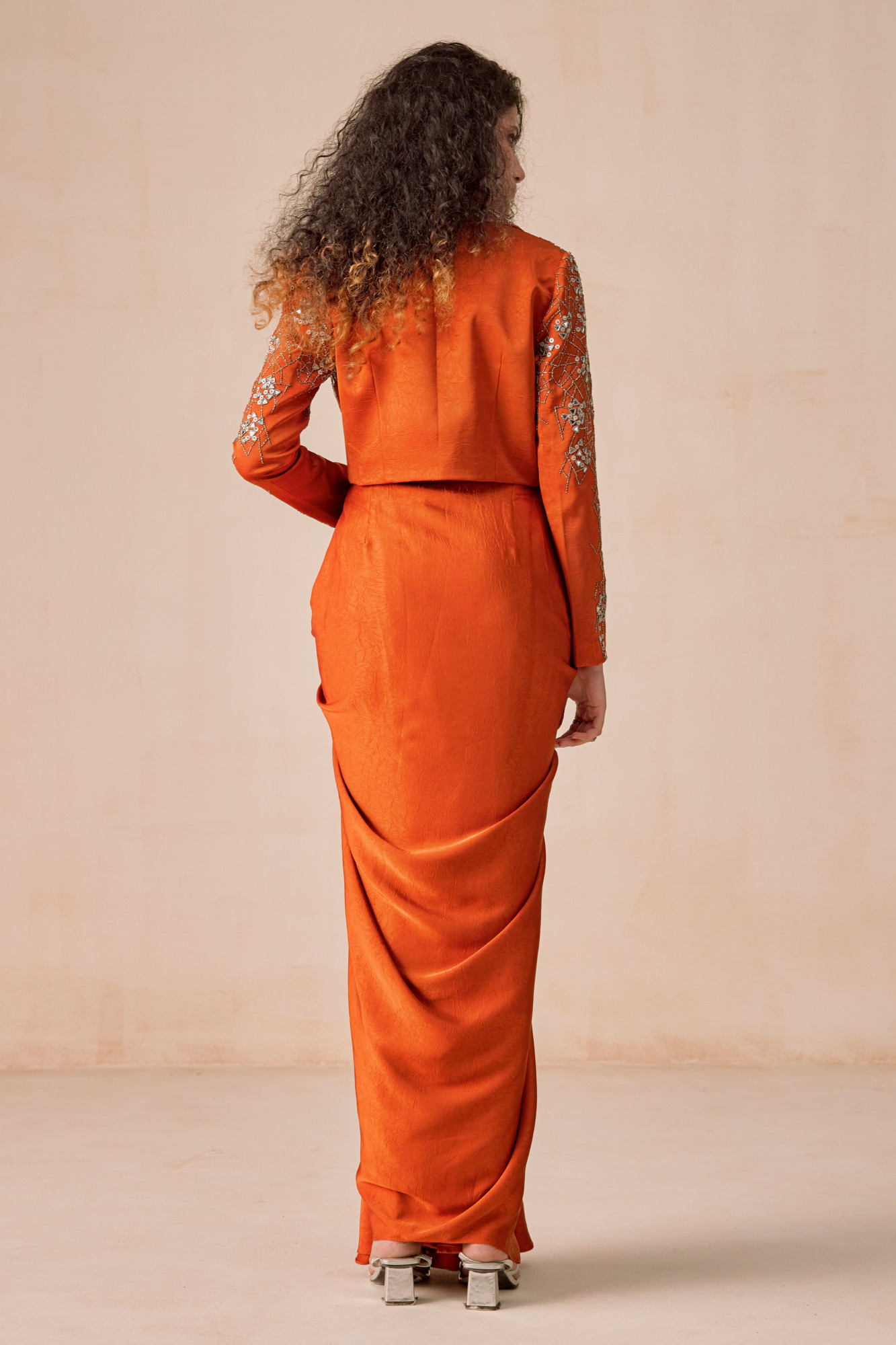 RUSTIC ORANGE DRAPE SKIRT SET