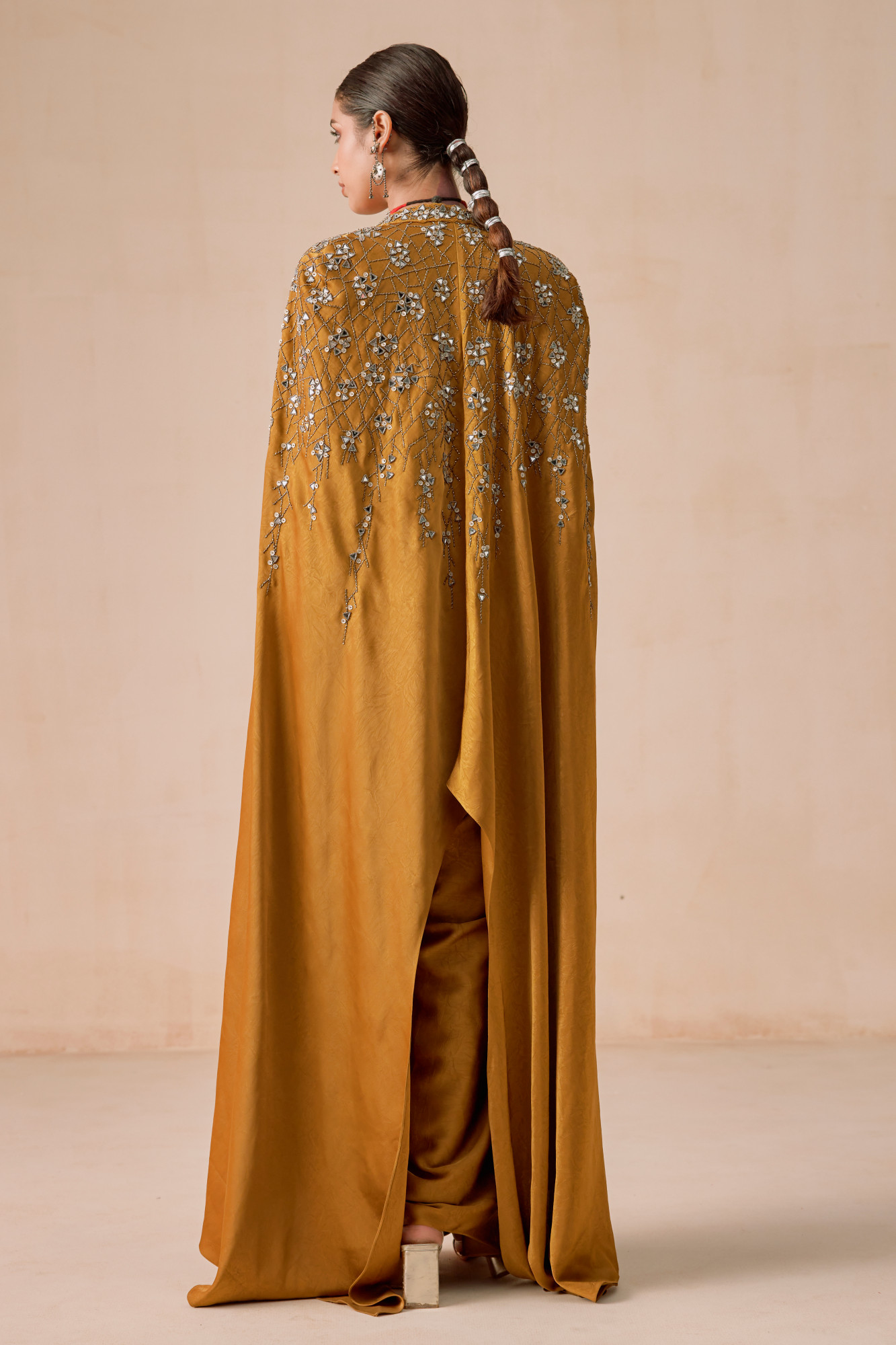 DARK MUSTARD DRAPE SKIRT SET