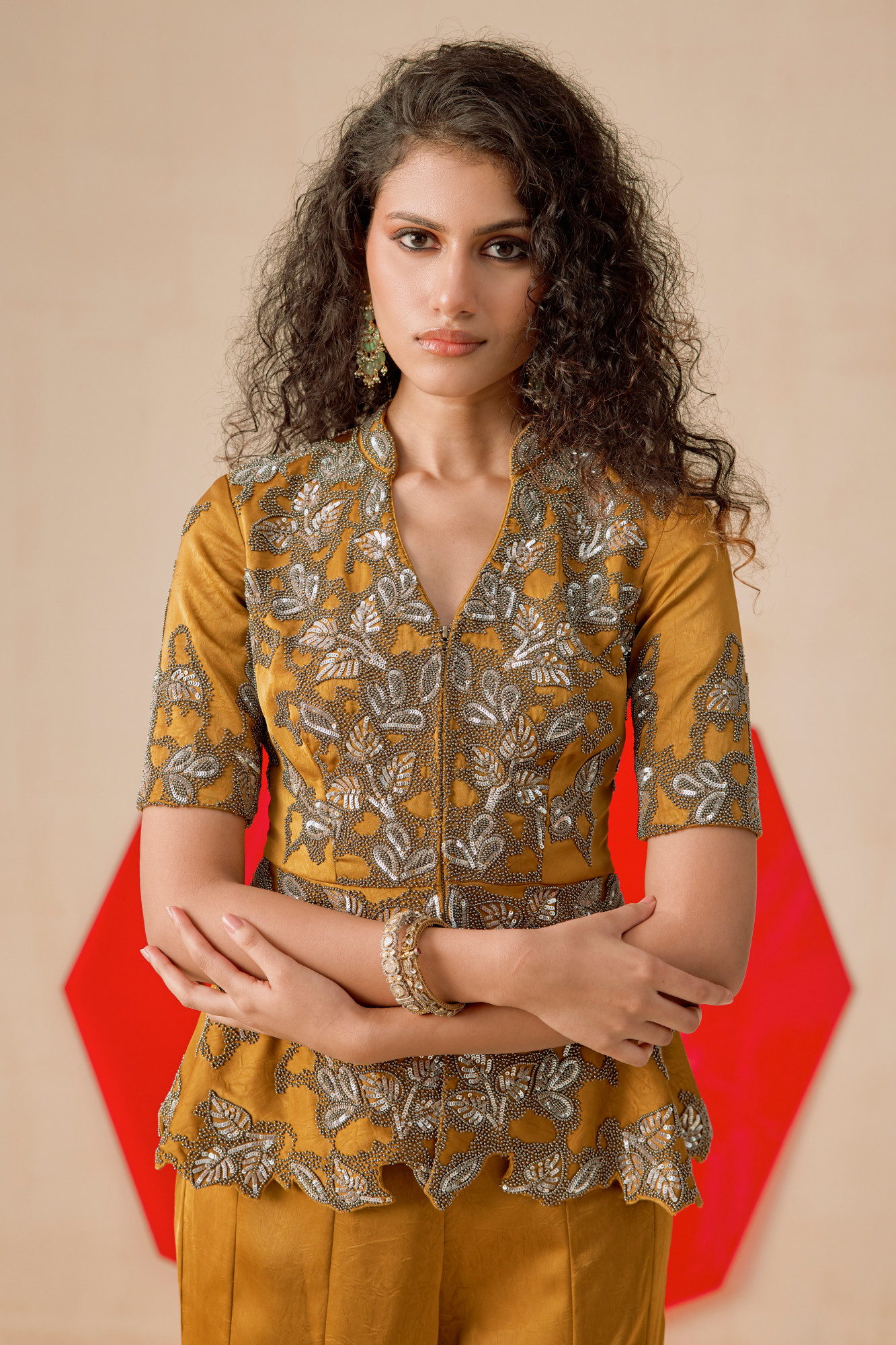 DARK MUSTARD FLARED PANT SET