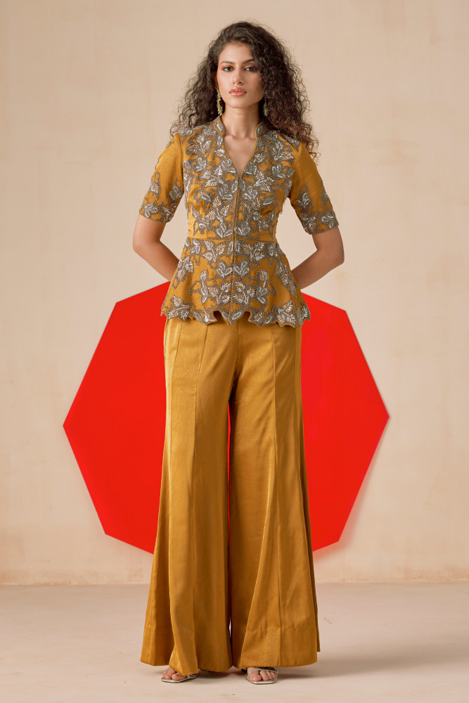 DARK MUSTARD FLARED PANT SET