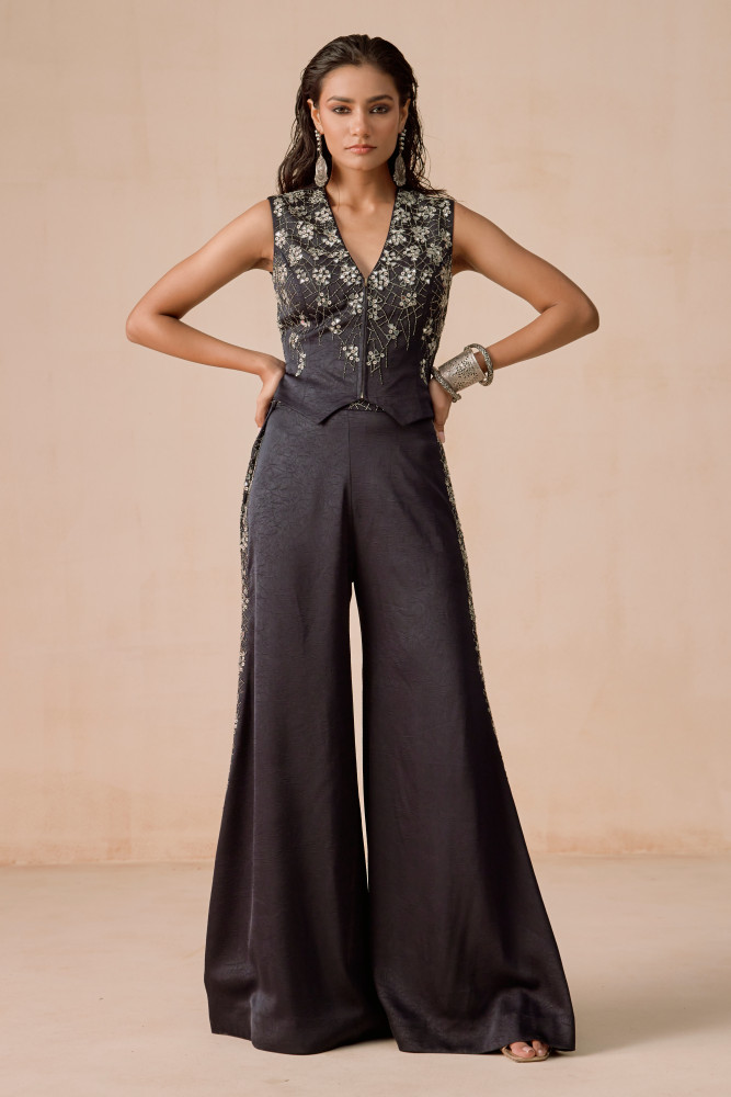 NAVY BLUE FLARED PANT SET