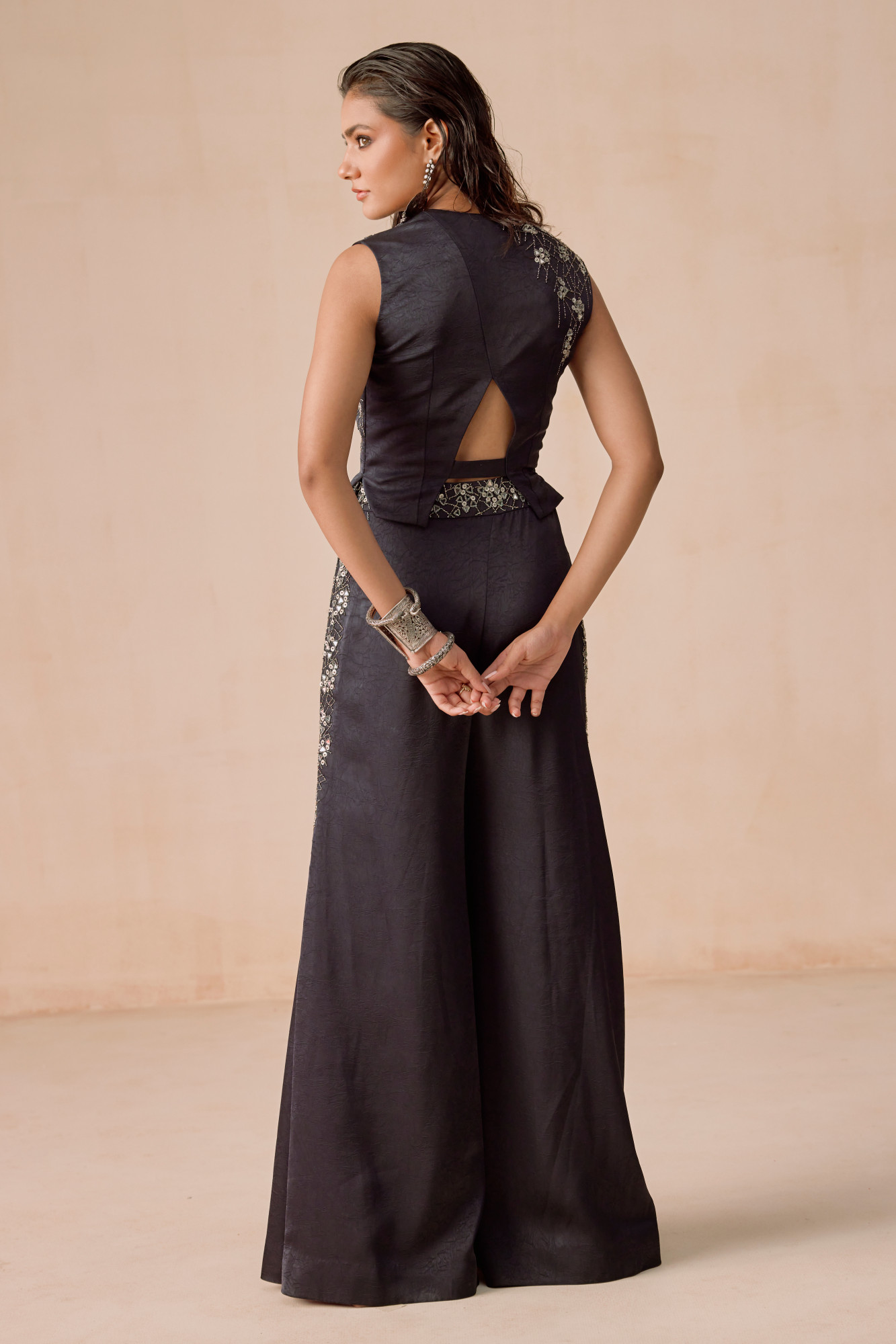 NAVY BLUE FLARED PANT SET