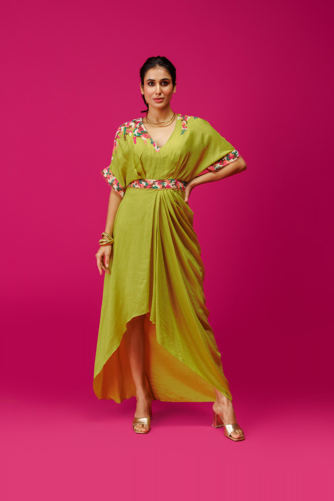 LIME GREEN DRAPE DRESS LIME GREEN DRAPE DRESS