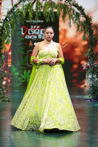 Image of Lime Bloom Couture Lehenga Set
