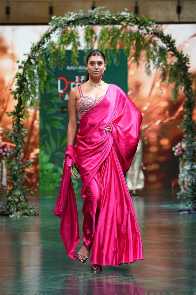 Image of Rosé Aura Designer Drape Saree Set