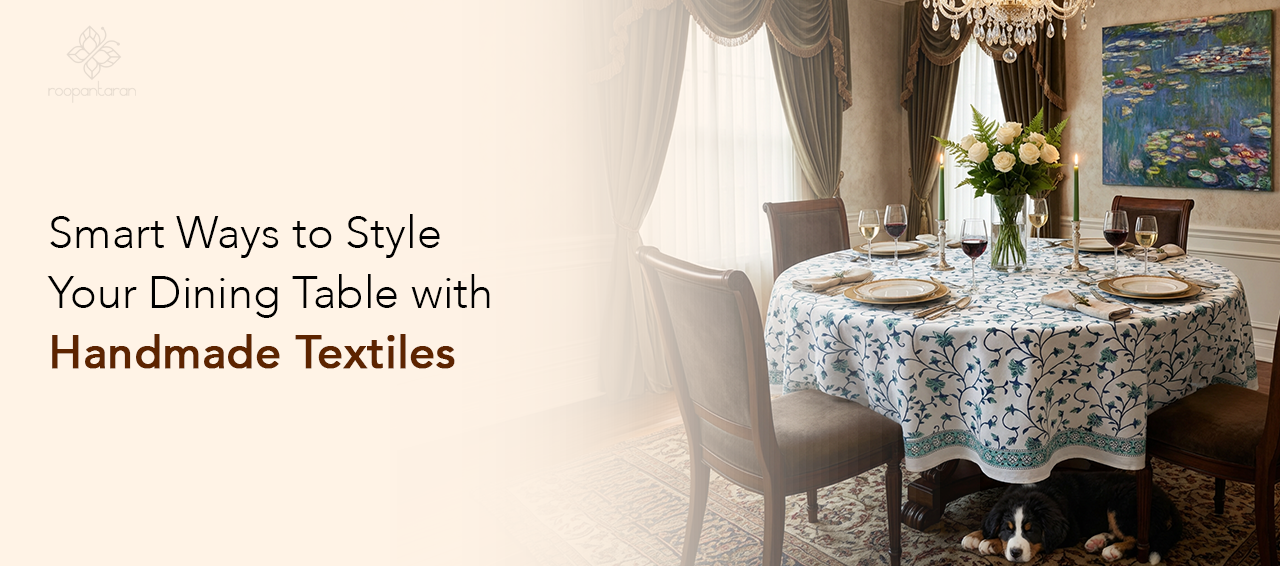 Dining Table with Handmade Textiles