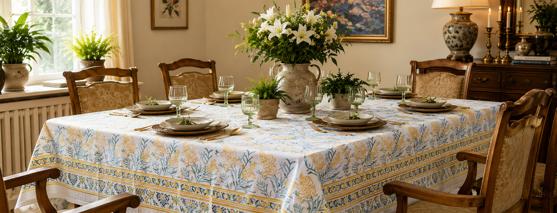 Hand Block Print Square Tablecloths