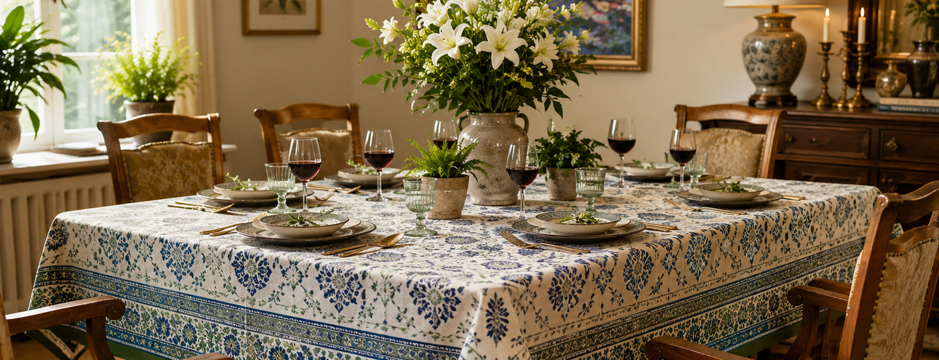 Hand Block Print Square Tablecloths