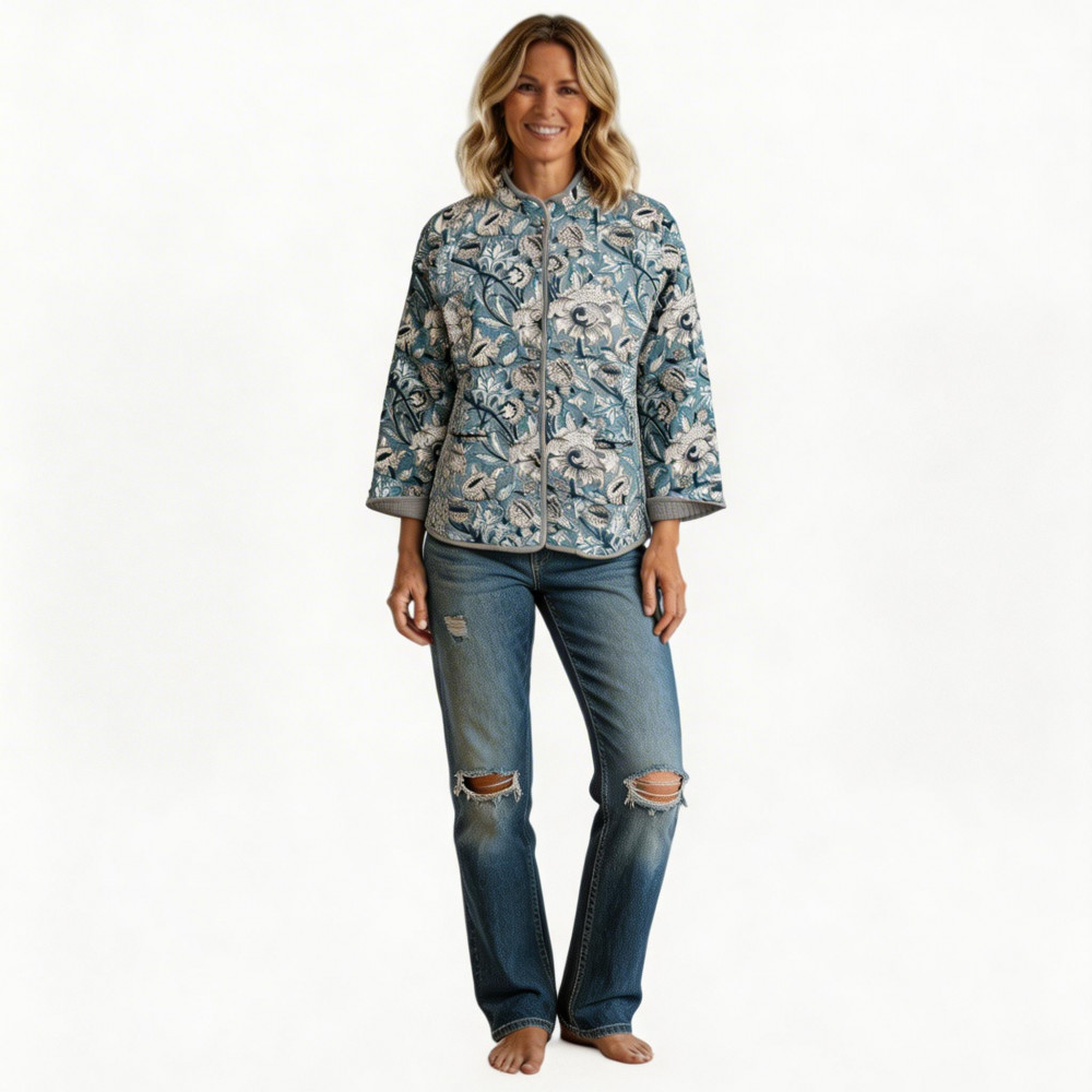 Image of Quilted Jacket Size Short Length : Amarnath Grey Gud 108994