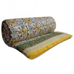 Hand Block Printed Cotton Queen Size Quilt Champa Kali 204564