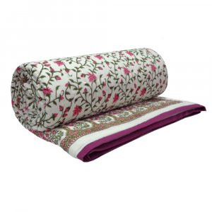 Queen Size Soft Cotton Quilt Handmade Floral Bale Pink 103562