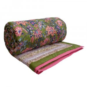 Buy Online Soft Cotton Quilt King Size Handmade  Misty Olive 106686