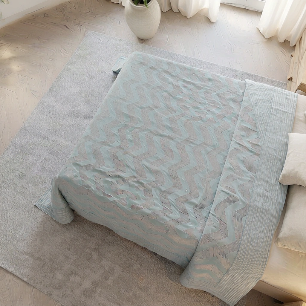 King Size Block Printed Percale Fine Cotton Bedspread with 2 Pillow Cases 100902
