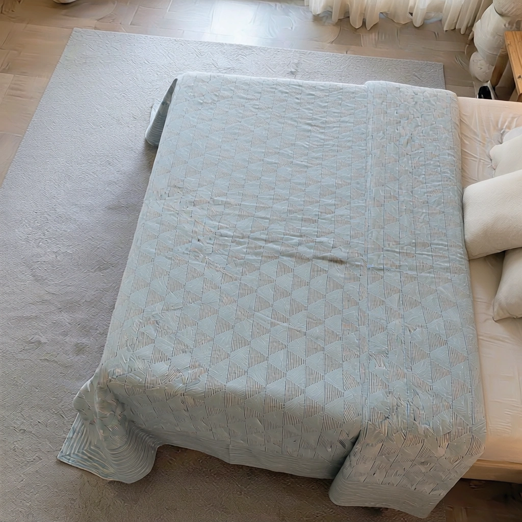 King Size Block Printed Percale Fine Cotton Bedspread with 2 Pillow Cases   100913