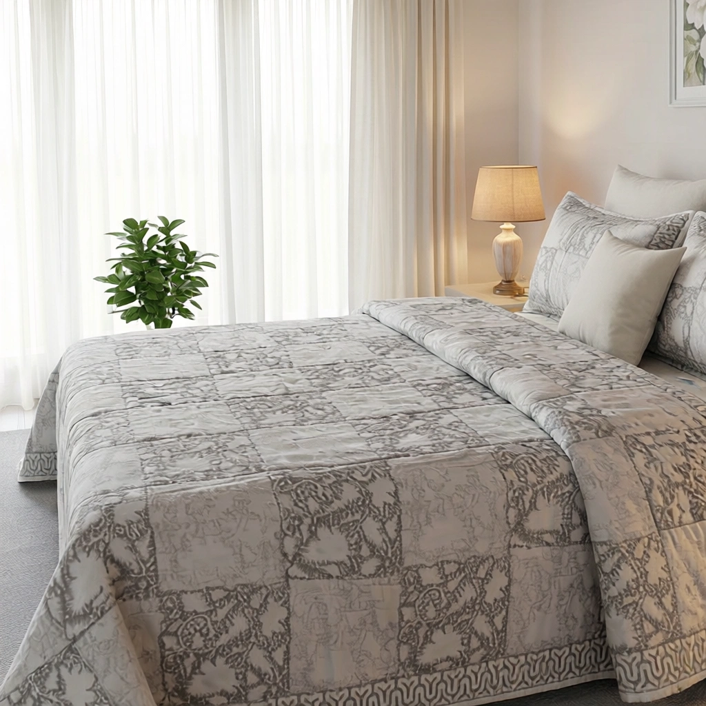Hand Block Printed Soft Cotton Quilted Bedspread Queen Size 103877